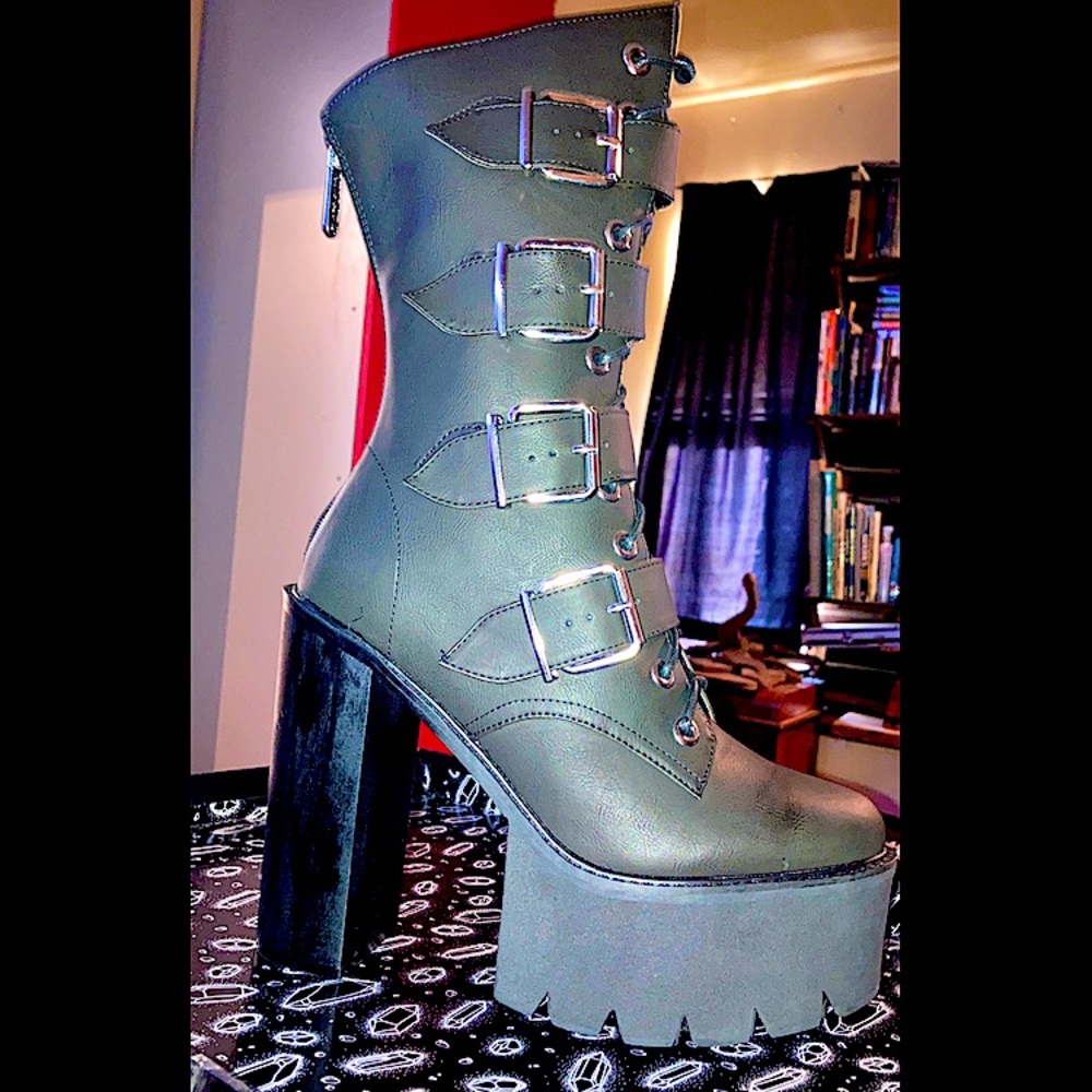 Killstar Black Leather Dita Boots -Size 11